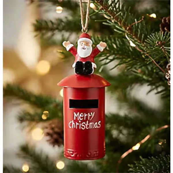 Noel Baba Posta Kutusu Tasarımlı Yılbaşı Ağaç Süsü & Dekoru (11.5 cm)