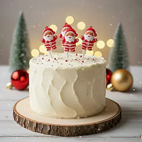 Noel Temalı Kırmızı Cupcake ve Pasta Süsü Seti, Santa Figürlü Kek Süsleme Dekorasyon Malzemesi, 5'lü Mini Santa Topper