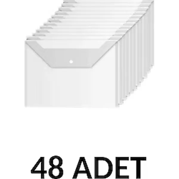 Noki 48 Adet Şeffaf A4 Çıtçıtlı Dosya Zarf Dosya 48 Adet