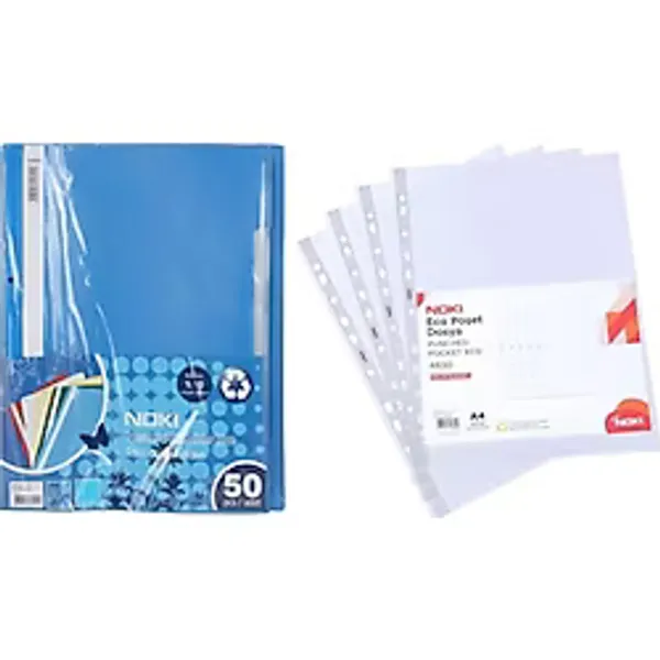 Noki Eco Telli Dosya Mavi 50 Li + Eco Poşet Dosya 100 Lü