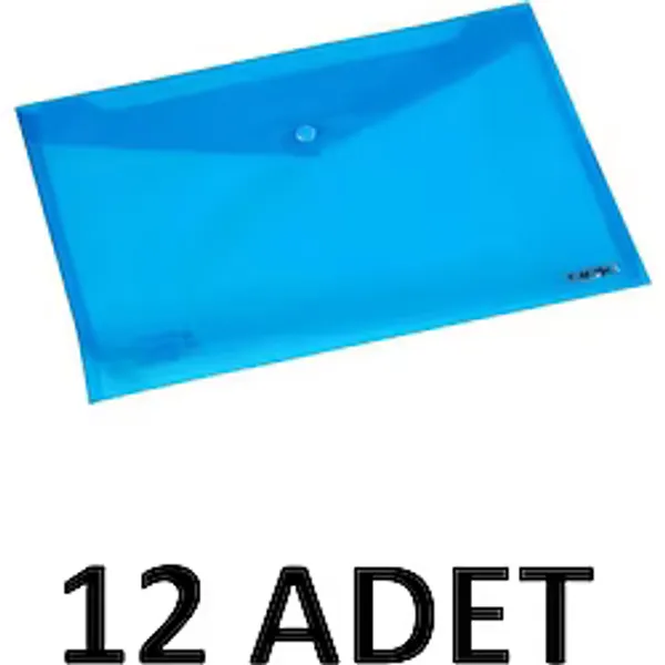 Noki Mavi Şeffaf Çıtçıtlı Dosya Zarf 12 Adet A4 Ölçülerinde Fonksiyonel Dosya