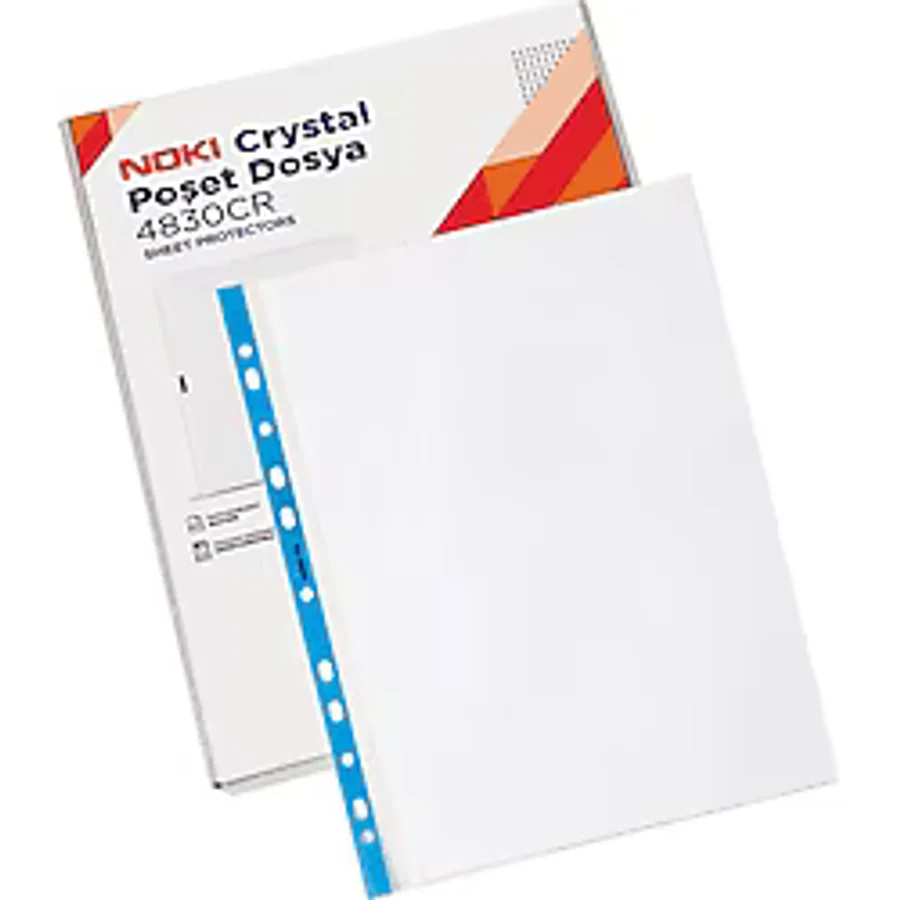 Noki Poşet Dosya Cristal Mavi Şeritli 100'lü Kutulu 4830CR