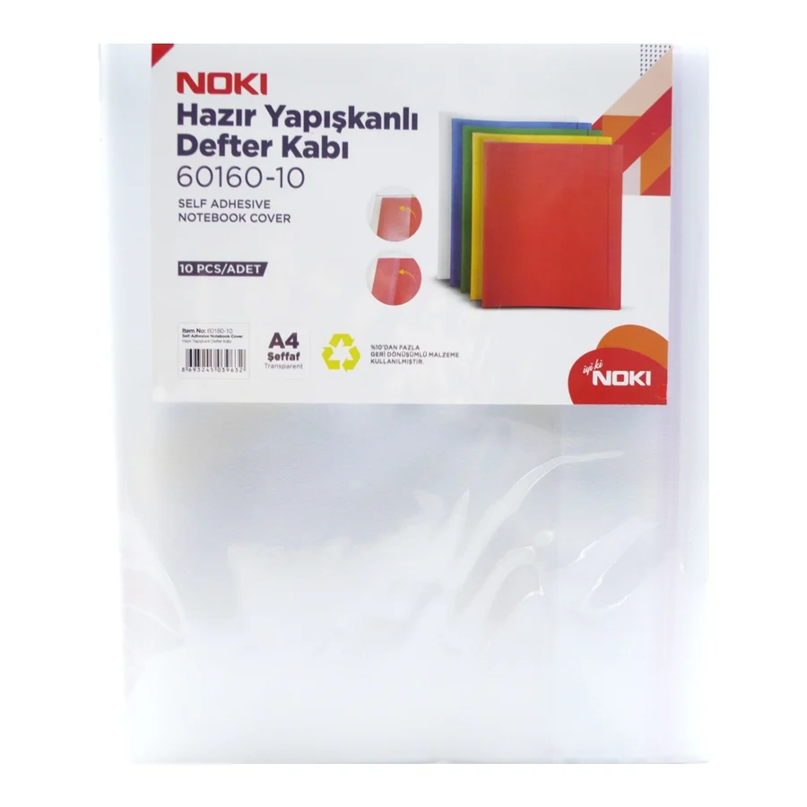 Noki Yapışkanlı Hazır Defter Kabı 10'lu Şeffaf