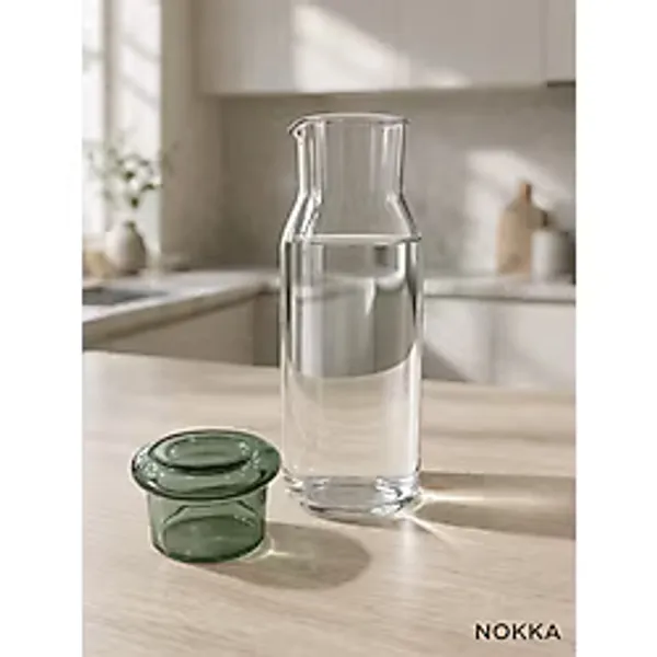 NOKKA Borosilikat Cam Sürahi, Kapaklı Cam Karaf Su Şişesi Şeffaf Sürahi Modern Mutfak Sürahisi