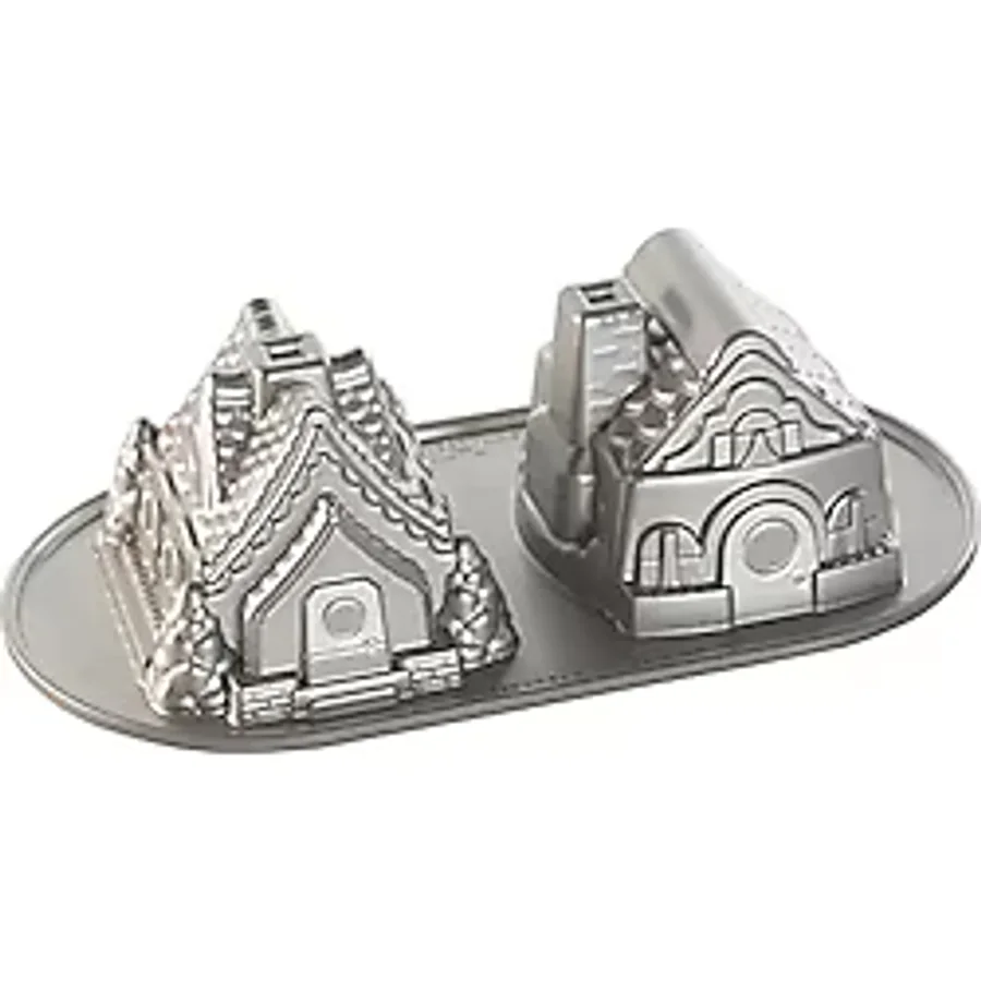 Nordic Ware Düet tavası zencefilli kurabiye evi, alüminyum, gümüş, 5 kap