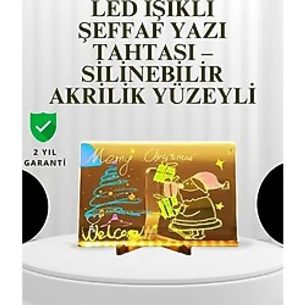 Northcity Dekoratif LED Yazı Tahtası - Silinebilir Neon Kalemli Planlama ve Hatırlatma İçin Ideal - Şeffaf