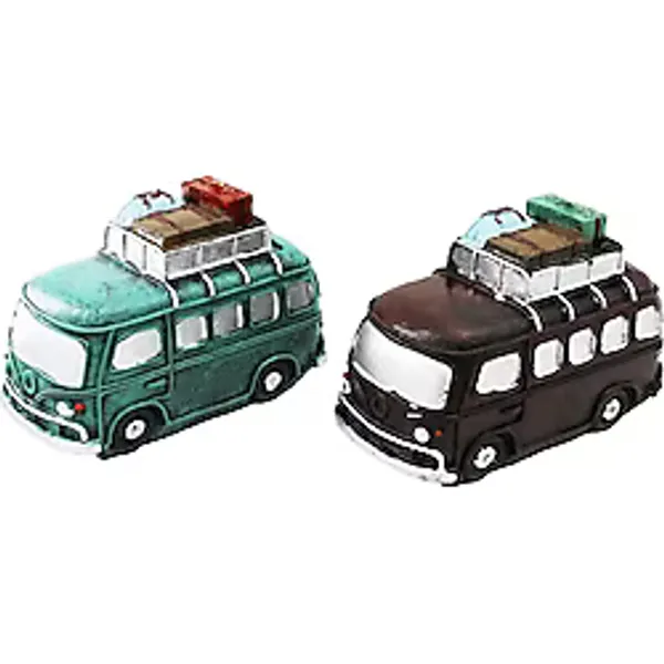 Nostaljik Otobüs Tasarımlı Biblo Kumbara - Dekoratif Model - Reçine