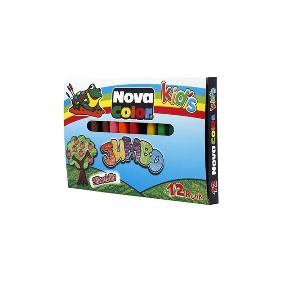 Nova Color Jumbo Mum Boya Seti 12 Renkli Silinebilir Çocuk Kırtasiye Malzemesi