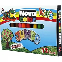 Nova Color Jumbo Mum Boya Seti 12 Renkli Silinebilir Çocuk Kırtasiye Malzemesi