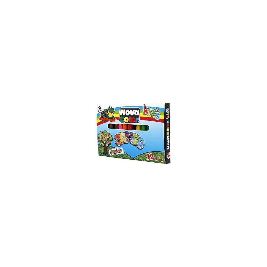 Nova Color Jumbo Silinebilir Mum Boya 12'li Üçgen Renkli Model NC-2124