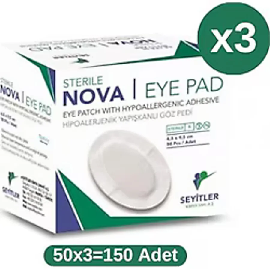 Nova Optik Steril Göz Kapama Bandı - Göz Pedi 6,5 x 9,5 cm 50 X3 Kutu
