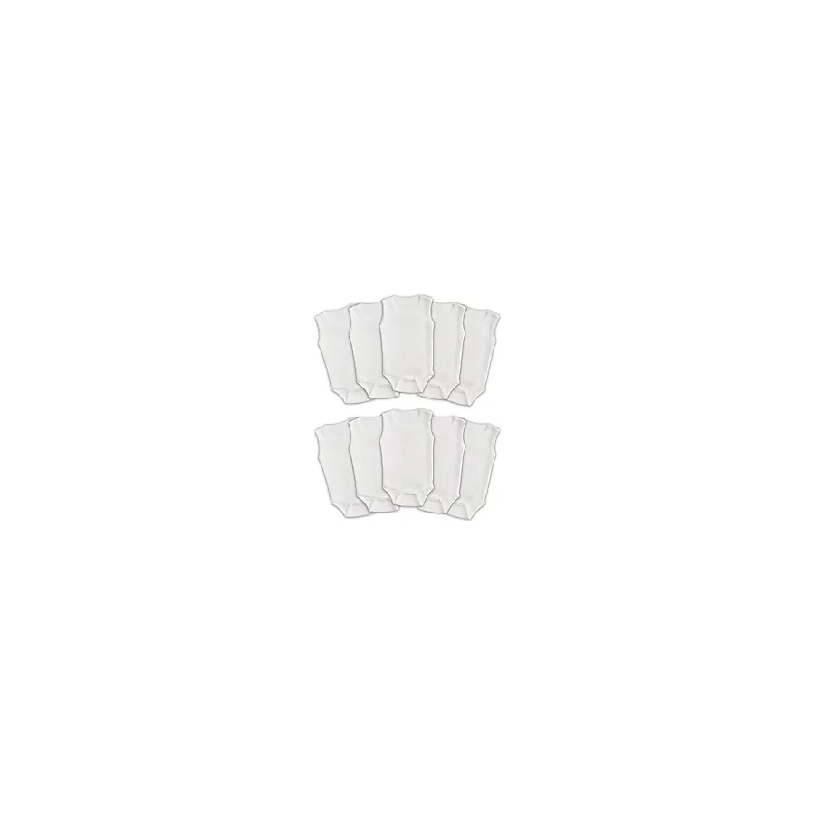 Novibaby 10'lu 24-36 Ay Ribana Bebek Atlet Body Zıbın Beyaz Raporlu Çıtçıtlı 100% Pamuk