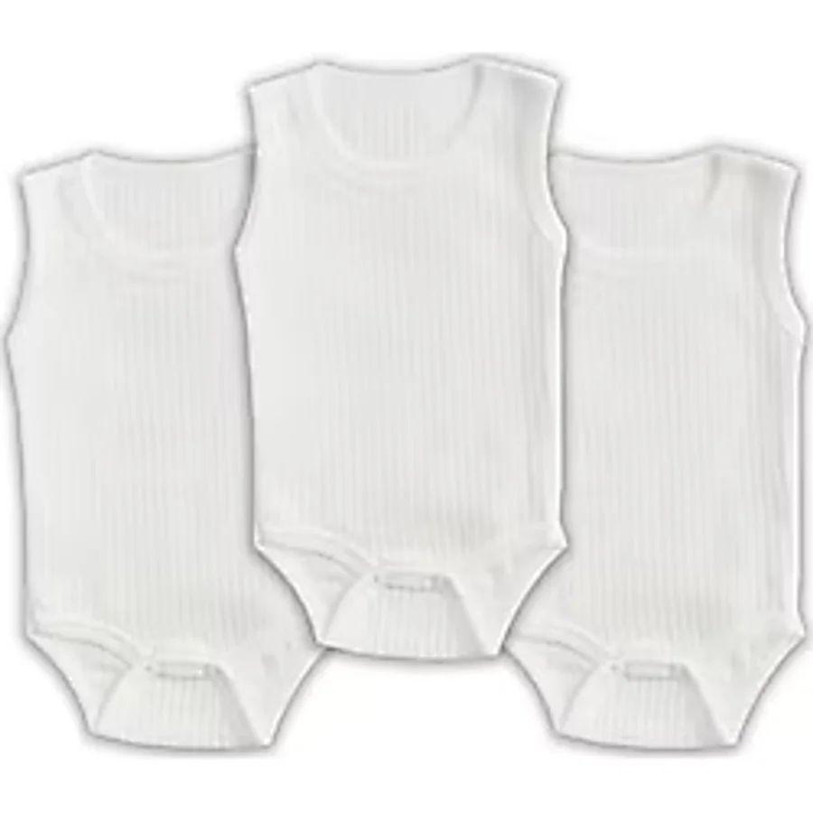 Novibaby 3'lü 12-18 Ay Ribana Bebek Atlet Body Zıbın Beyaz Raporlu Çıtçıtlı 100% Pamuk
