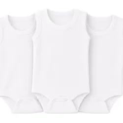 Novibaby 3'lü 6-9 Ay Bebek Atlet Body Zıbın Beyaz Çıtçıtlı 100% Pamuk