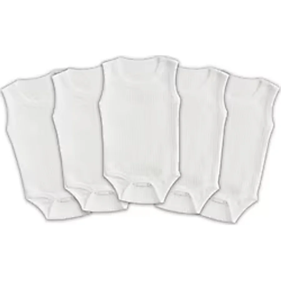 Novibaby 5'li 12-18 Ay Ribana Bebek Atlet Body Zıbın Beyaz Raporlu Çıtçıtlı 100% Pamuk