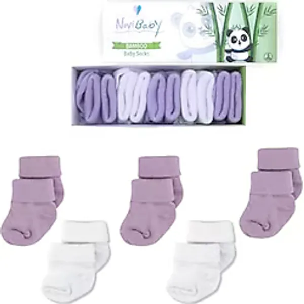 Novibaby 5'li Bambu Yenidoğan Bebek Çorap (Purpy, 0-6 Ay)