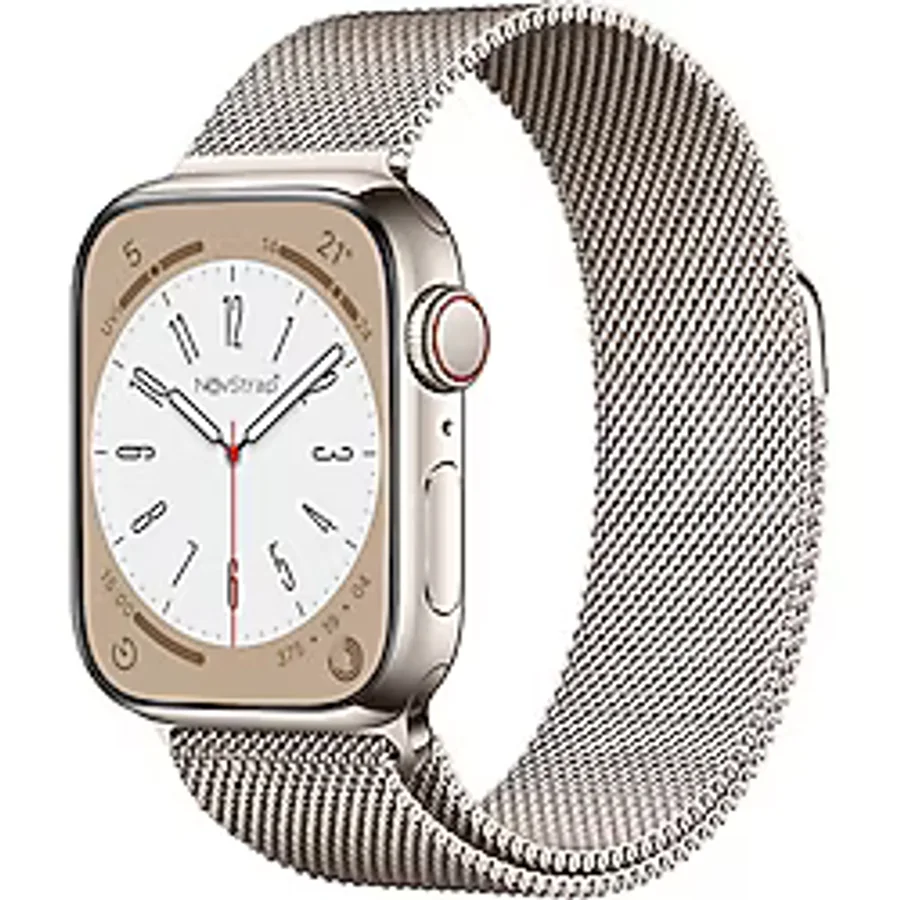 NovStrap Apple Watch SE 44mm Uyumlu Starlight Yıldız Işığı Hasır Örgü Metal Kordon Kayış STARLIGHT