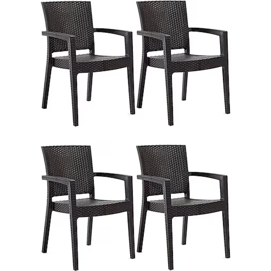 Novussi 4 Adet Novussi Paris Rattan Kollu Sandalye Koltuk Kahve
