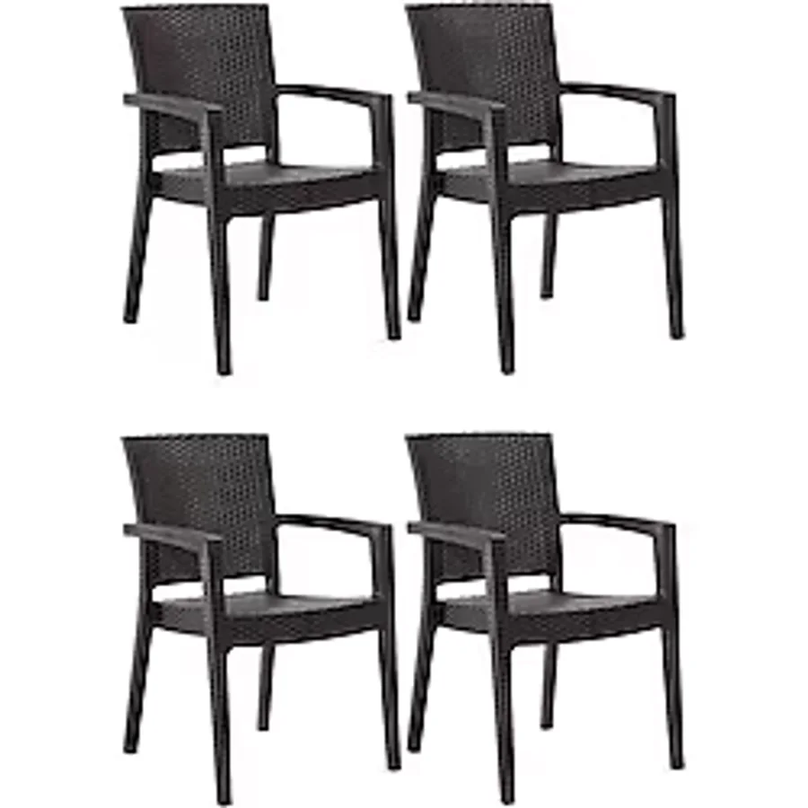 Novussi 4 Adet Novussi Paris Rattan Kollu Sandalye Koltuk Kahve