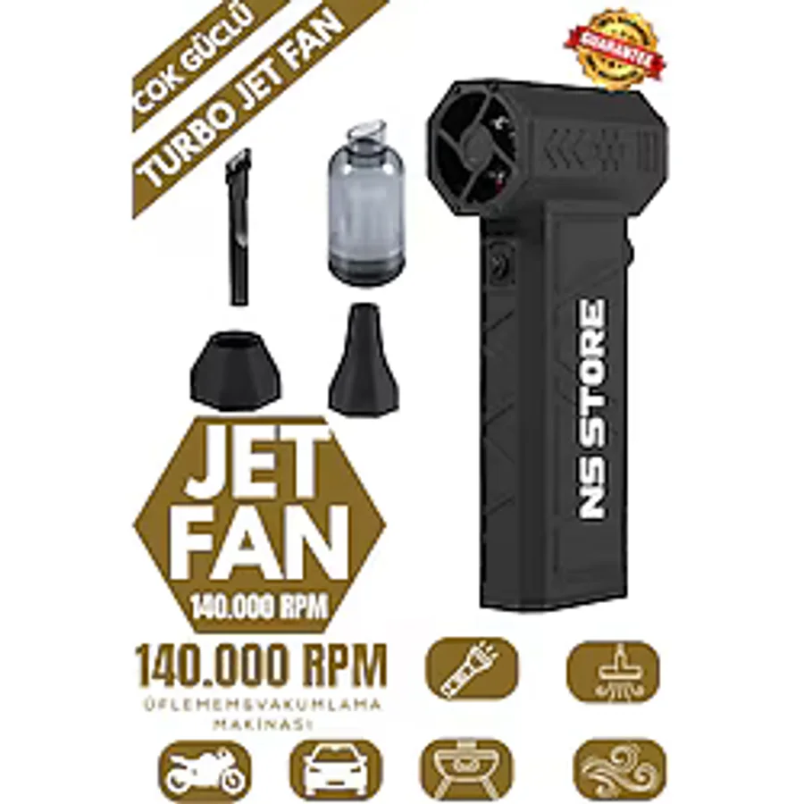 NS Store Mini Turbo Jet Fan Vakum & Üfleme Araç Temizleme, Kurutma, Mangal Körükleme, Kar Temizleme