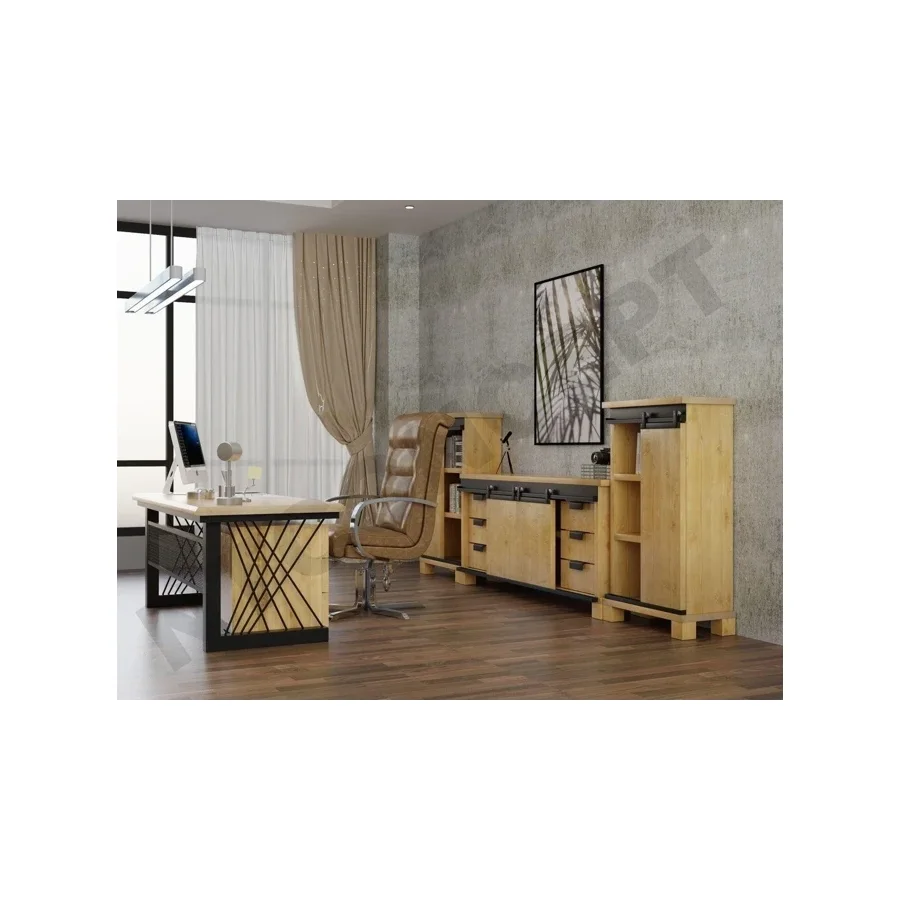 NTCollection Inox Doğal Ahşap Ofis Ve Çalışma Odası Takımı - 220'lık Takım