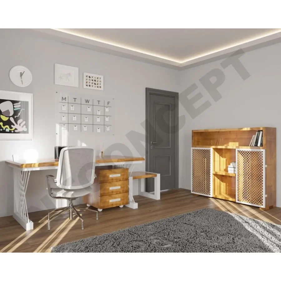 Ntconcept Hell Doğal Ahşap Dörtlü Ofis ve Çalışma Odası Takımı
