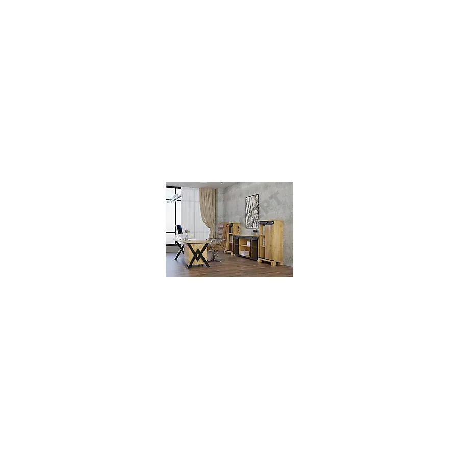 Ntconcept Venüs Doğal Ahşap Ofis ve Çalışma Odası Takımı - 75 x 220 cm