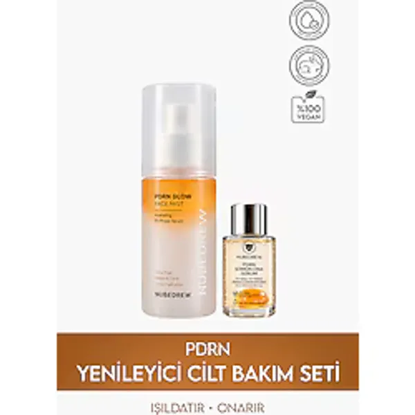 NUBEDREW PDRN Somon DNA Serum 30 ml ve PDRN Glow Face Mist Tonik 120 ml Yenileyici 2'li Premium Cilt Bakım Seti