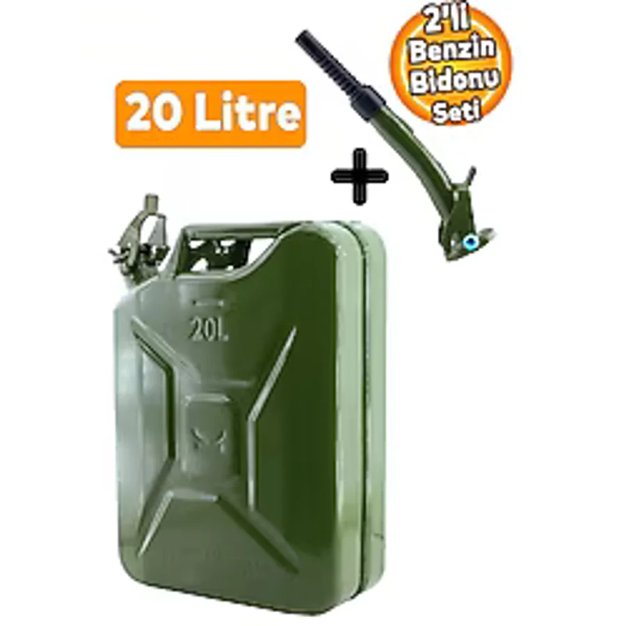 NUBLADO Metal Benzin Bidonu 20 Litre Akaryakıt Mazot Taşıma Doldurma Depolama Bidonu Aktarma Borusu.
