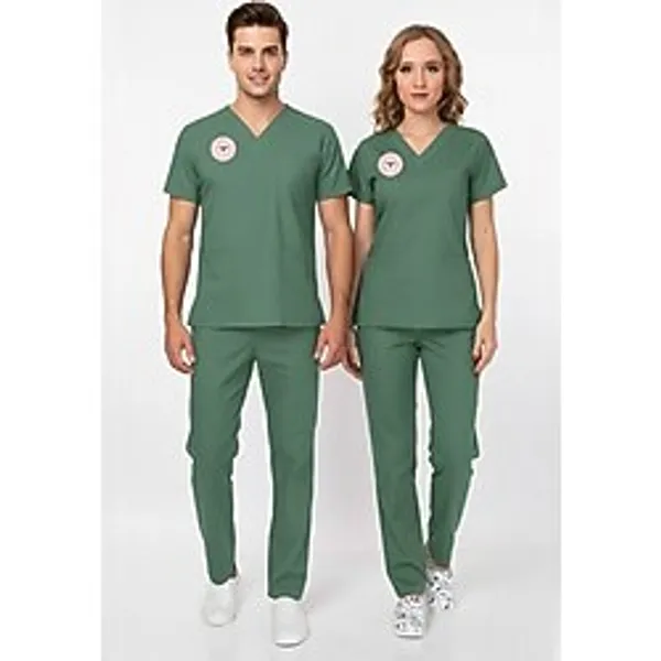 Nur Medikal Giyim Unisex Ameliyat Yeşil Scrubs Üniforma Takım Frosty Spruce (Sağlık Bakanlığı Yeni Yönetmeliğe Uygun) - XL