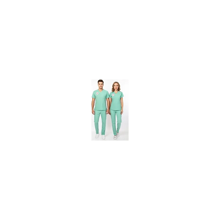 Nur Medikal Giyim Unisex Bermuda Mint Yeşili Aile Sağlığı Çalışanları Likralı Scrubs Üniforma Takım (Sağlık Bak. Yeni Yön. Uygun) - XL