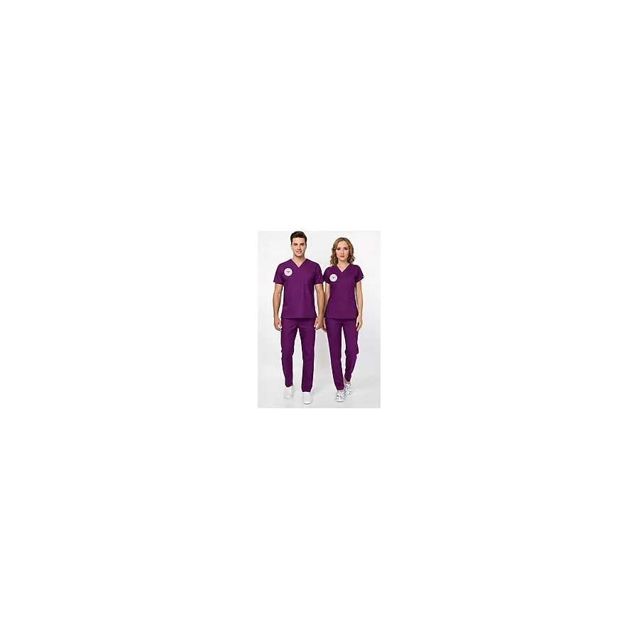 Nur Medikal Giyim Unisex Byzantium Mor Soft Likra Scrubs Ebe Üniforma Takımı (Sağlık Bakanlığı Yeni Yönetmeliğe Uygun) - XS