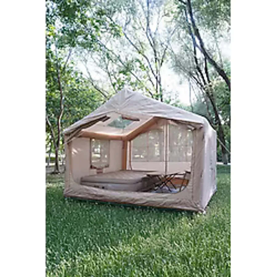 Nurcamp 4 Mevsim Şişme Kamp Çadırı Yüksek ve Cam Tavanlı (6-8 Kişilik) 300X250X220CM - Bej