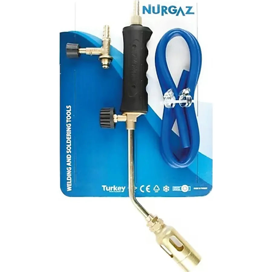 NURGAZ Propan Tav Ve Kaynak Seti 35 Mm Başlıklı Hortum Kelepçe Musluk Dahil