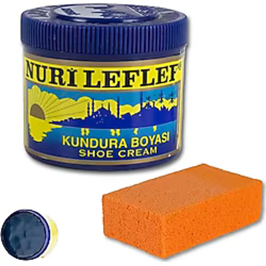 Nurileflef Kundura Boyası, 200 ml, Deri Ayakkabı Bakım Kremi, Sünger Hediyeli (Lacivert)