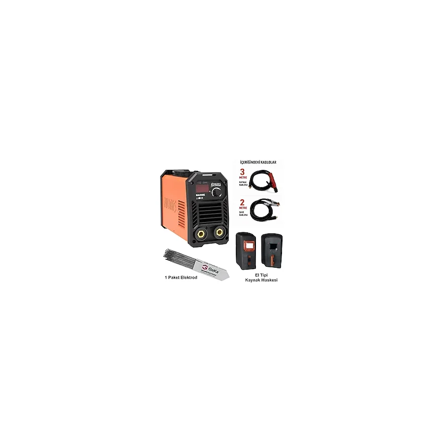 Nuriş Ma200e İnverter Kaynak Makinesi + Kaynak Maskesi + 100Lü Elektrod