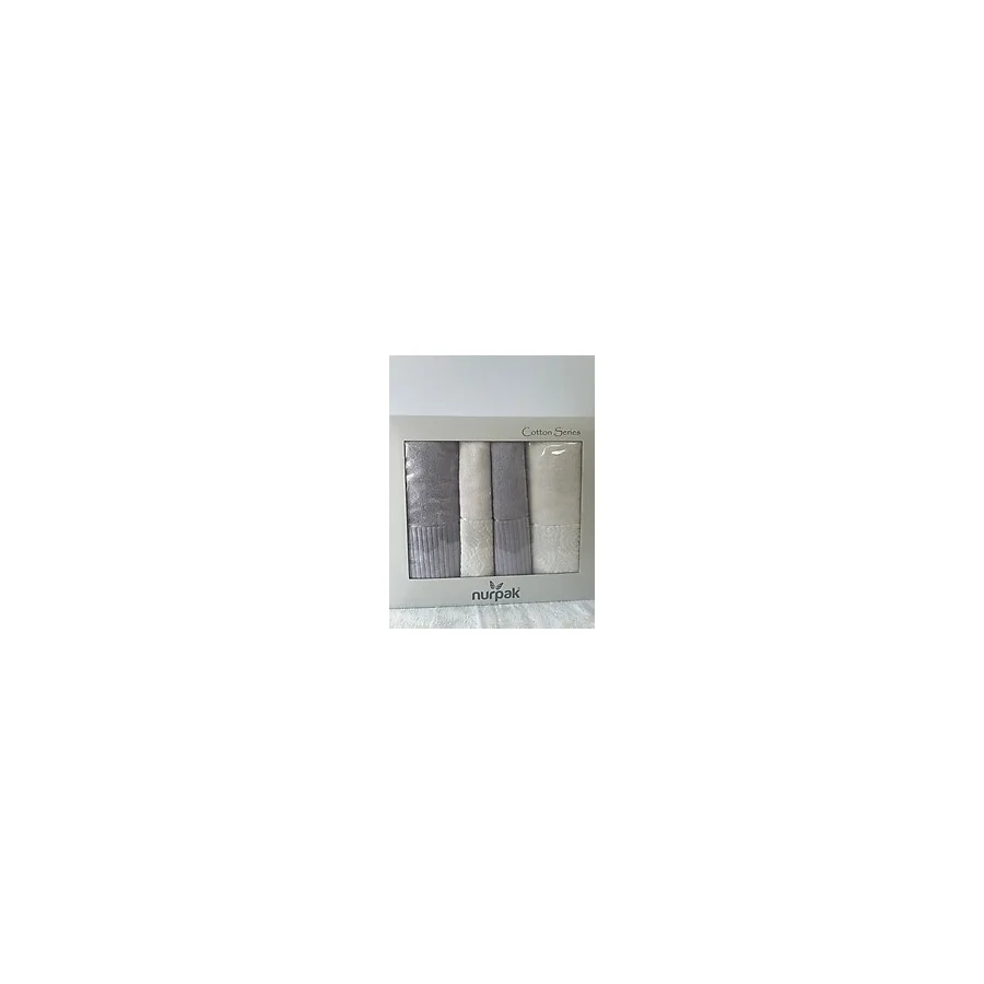 Nurpak %100 Pamuklu Hamam Takımı Gri-Krem - 90 x 150 cm - Gri - Krem
