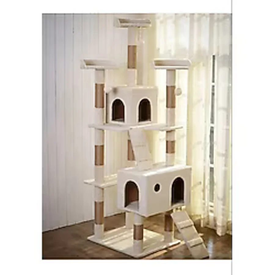 Nursoft Cat City Yeni Rezidans Kedi Oyun Evi Ve Tırmalaması - Beyaz