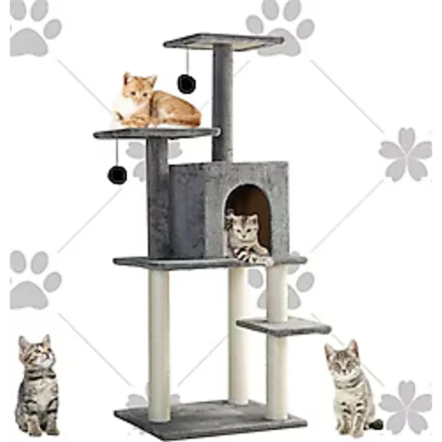 Nursoft NR-0061 Antrasit Double Step Kedi Tırmalama Evi