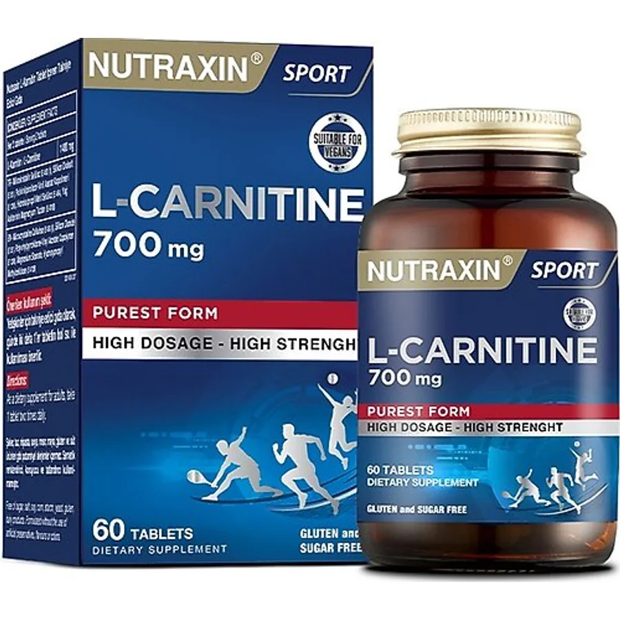 Nutraxin L-Carnitine 60 Tablet Yüksek Dozda Vegan Dostu İçerik Türkiye Menşeli