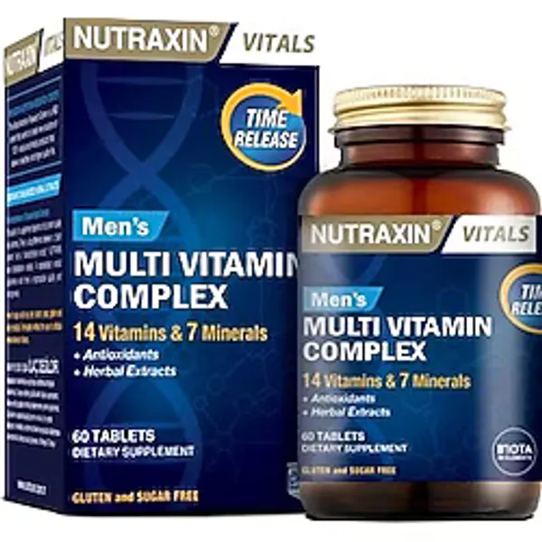 Nutraxin Men's Multi Vitamin Complex 60 Tablet 14 Vitamin ve 7 Mineral İçeren Yetişkinler İçin