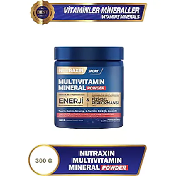 Nutraxin Multivitamin Mineral Powder 300 gr - Kreatin, Taurin, Kafein, Ginseng, L Carnitin, Q10, Zencefil
