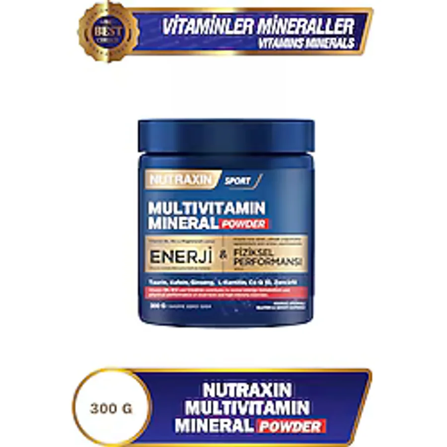Nutraxin Multivitamin Mineral Powder 300 Gr Magnezyum, Taurin, Kreatin, L Carnitin, Ginseng, Co10, Energy