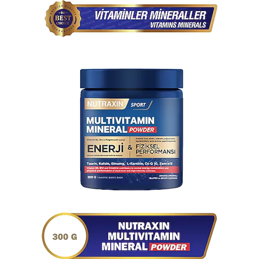 Nutraxin Multivitamin Mineral Powder 300 Gr Magnezyum, Taurin, Kreatin, L Carnitin, Ginseng, Co10, Energy