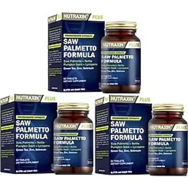Nutraxin Plus Saw Palmetto Formula 60 Tablet x 3 Yetişkinler İçin Çinko İçerikli Besin Takviyesi