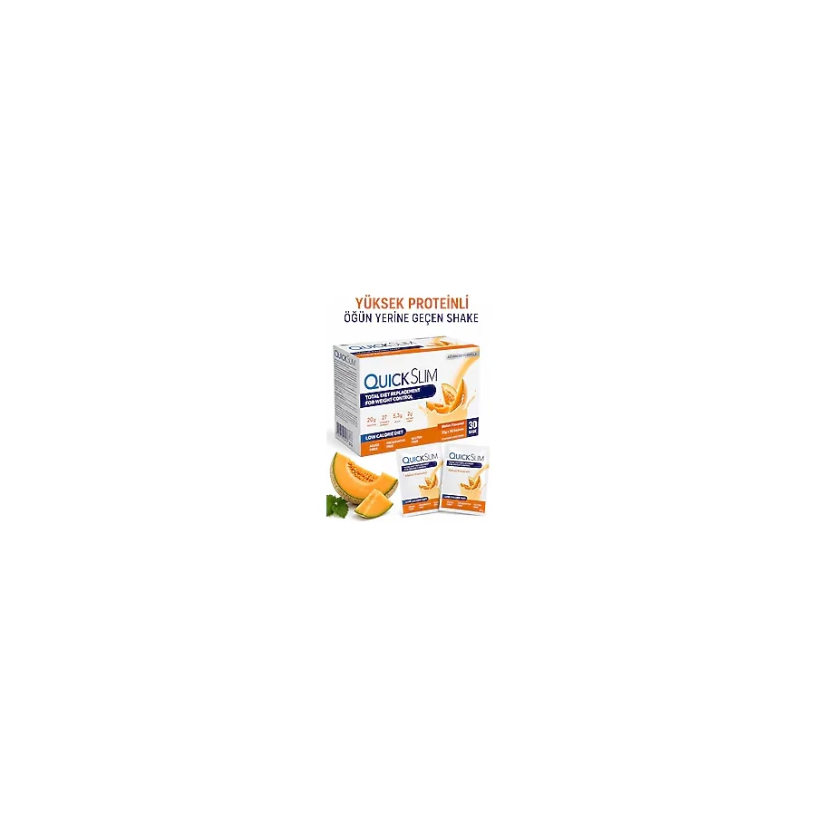 NUTRIPHARMA Quick Slim Öğün Yerine Geçen Shake - 30 Saşe Öğün Tozu - Kavun Aromalı - Protein Shake