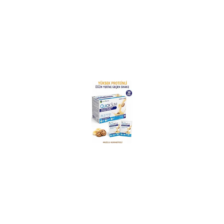 NUTRIPHARMA QUICK SLIM Quick Slim Muzlu Kurabiyeli Öğün Tozu 30 Saşe - Öğün Yerine Geçen Yüksek Proteinli Diyet Shake