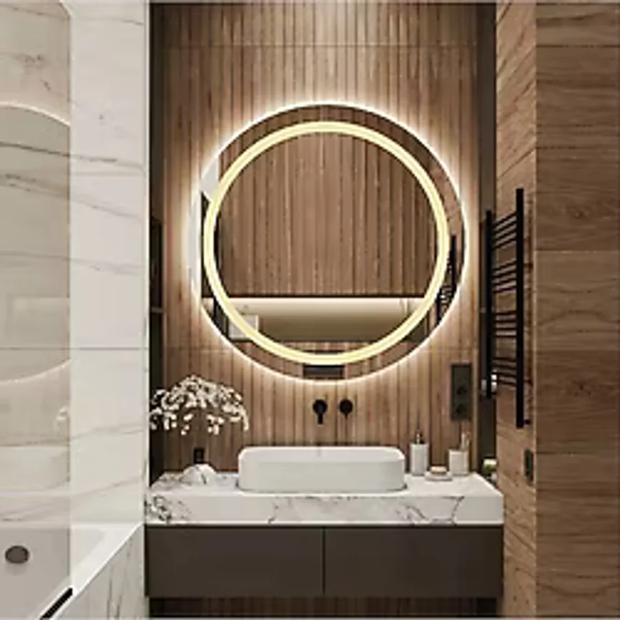Nuun Dekor 80 Cm Günışığı Ledli Kumlama Banyo Aynası / Dekoratif Ayna Trafolu Şeffaf