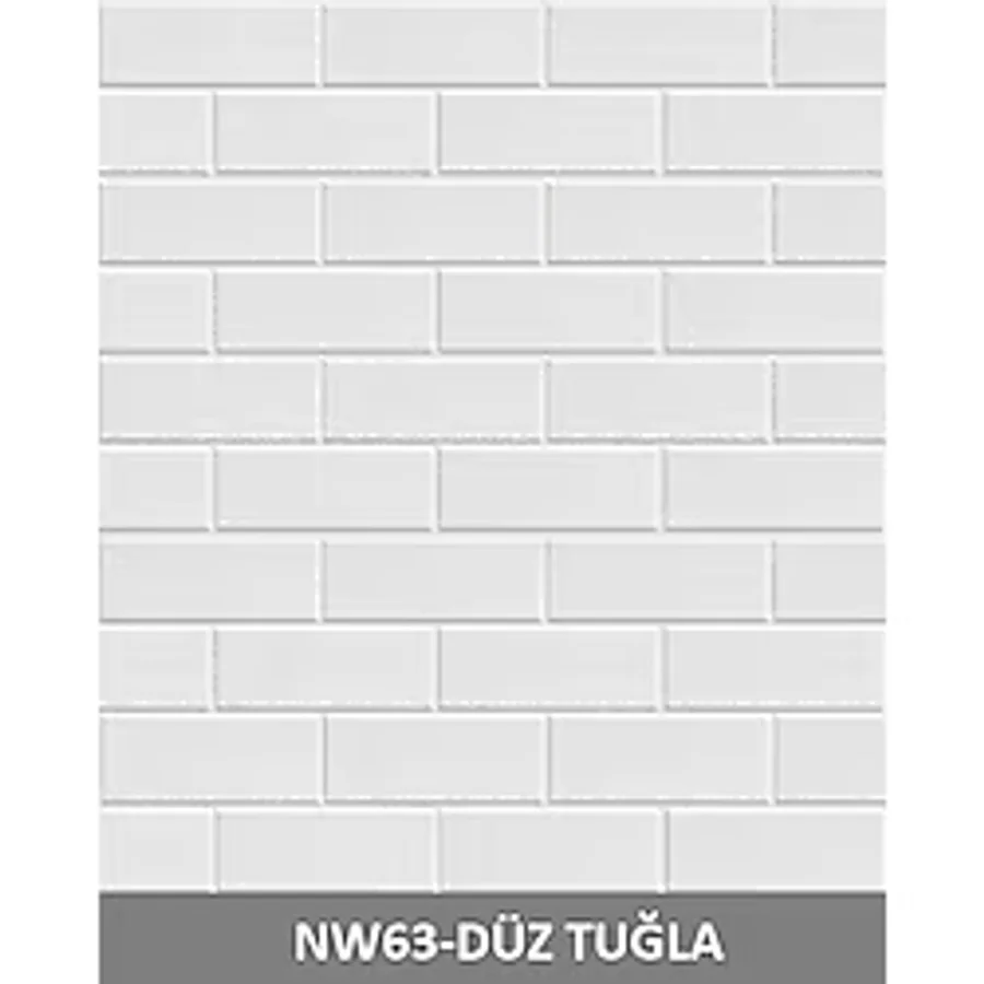 Nw63 Beyaz Sade Tuğla Kendinden Yapışkanlı Duvar Paneli