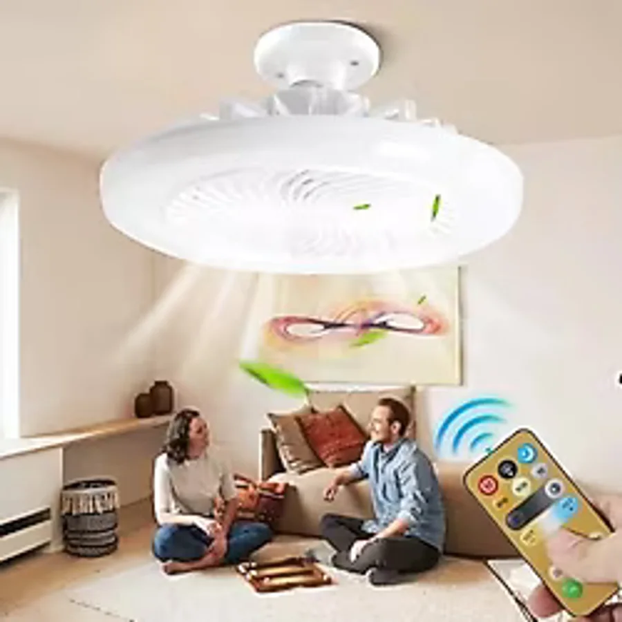 NY Home E27 LED Işıklı Sessiz Tavan Vantilatörü, Ayarlanabilir Renk Sıcaklığı, Kısılabilir Fan Lambası, Ayarlanabilir Fan Hızları, Zamanlayıcılı, Uzaktan Kumandalı, Fanlı Tavan Lambası - Ahşap